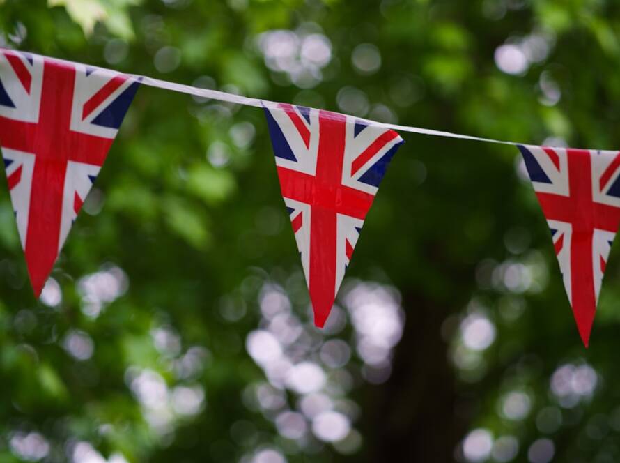 UK Flags on a cloths line for decoration